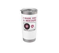 Cinta de casete - I Made You A MixTape Retro 80s 90s Music Vaso térmico de acero inoxidable de doble pared