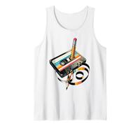 Cinta de casete retro y lápiz rebobinado Nostalgia Party 80s 90s Camiseta sin Mangas