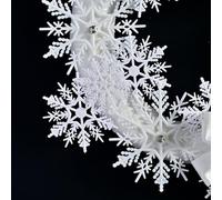 Cinta de centímetros, decoración navideña para decoración de interiores, lazo de copo de nieve de Navidad, con corona festiva, 33 operaciones, belén blanco, paredes al aire libre, puertas para repisas