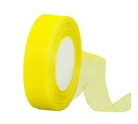 Cinta de Chiffon Organza Tul de Amarillo Limón Transparente para Embalaje Regalos Globos,25mm x 45m Cintas para Invitaciones y Decoración Regalos de Bodas Ramos Cumpleaños Navidad Envoltorios