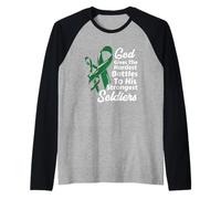 Cinta de Conciencia sobre el cáncer de hígado Lucha Quimio Fe Soldados Dios Camiseta Manga Raglan