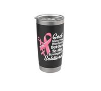 Cinta de conciencia sobre el cáncer de mama Chemo Fe Soldados Dios Vaso térmico de acero inoxidable de doble pared