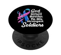 Cinta de Conciencia sobre el cáncer de tiroides Quimioterapia Fe Soldados Dios PopSockets PopGrip Adhesivo