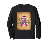 Cinta de concienciación Rosa con Texto en inglés I Will Survive Parchment Manga Larga