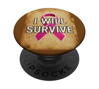 Cinta de concienciación Rosa con Texto en inglés I Will Survive Parchment PopSockets PopGrip Adhesivo