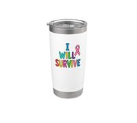Cinta de concienciación rosa multicolor I Will Survive Vaso térmico de acero inoxidable de doble pared