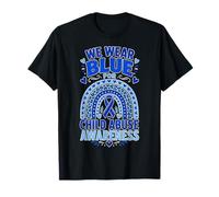 Cinta de concienciación sobre abuso Infantil, diseño de Arco Iris, Color Azul Camiseta