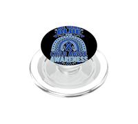 Cinta de concienciación sobre abuso Infantil, diseño de Arco Iris, Color Azul PopSockets PopGrip para MagSafe