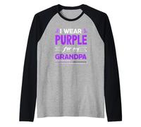 Cinta de concienciación sobre el Alzheimer con Texto en inglés I Wear Purple For My Grandpa Camiseta Manga Raglan