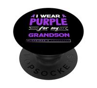Cinta de concienciación sobre el Alzheimer con Texto en inglés I Wear Purple For My Grandson PopSockets PopGrip Adhesivo