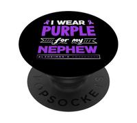 Cinta de concienciación sobre el Alzheimer con Texto en inglés I Wear Purple For My Nephew PopSockets PopGrip Adhesivo