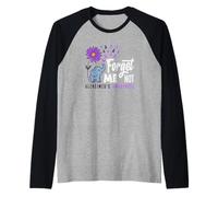Cinta de concienciación sobre el Alzheimer Forget Me Not Elephant Camiseta Manga Raglan