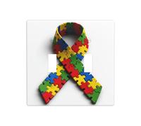 Cinta de concienciación sobre el autismo, color rojo, amarillo, verde, doble banda, cubierta de luz, placa de pared, decoración de interruptor, tamaño estándar, 11,4 x 11,4 cm
