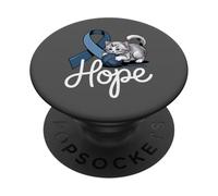 Cinta de concienciación sobre el cáncer colorrectal Gato Cáncer de Colon Azul PopSockets PopGrip Adhesivo