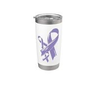 Cinta de concienciación sobre el cáncer Combatiente contra el cáncer Chemo Lavender Vaso térmico de acero inoxidable de doble pared