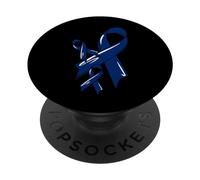 Cinta de concienciación sobre el cáncer de Colon Azul Oscuro Fighter Chemo PopSockets PopGrip Adhesivo