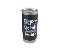 Cinta de concienciación sobre el cáncer de estómago azul Poopie Head Fight Chemo Vaso térmico de acero inoxidable de doble pared