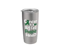 Cinta de concienciación sobre el cáncer de hígado Green Poopie Head Fight Chemo Vaso térmico de acero inoxidable de doble pared