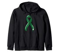 Cinta de concienciación sobre el cáncer de hígado Superviviente Combatiente Quimioterapia Verde Sudadera con Capucha
