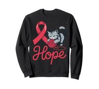 Cinta de concienciación sobre el cáncer de Sangre roja con Hilo Lindo de Esperanza de Gato Sudadera