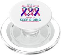 Cinta de concienciación sobre el cáncer de tiroides rosa y verde azulado PopSockets PopGrip para MagSafe