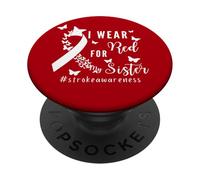 Cinta de concienciación sobre el Trazo I Wear Red For My Sister, diseño de Mariposa PopSockets PopGrip Adhesivo