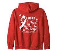 Cinta de concienciación sobre el Trazo I Wear Red For My Sister, diseño de Mariposa Sudadera con Capucha
