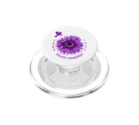 Cinta de concienciación sobre la Epilepsia Cinta de Girasol púrpura Hope Bird PopSockets PopGrip para MagSafe