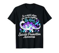 Cinta de concienciación sobre la prevención del Suicidio, Flores T-Rex Be Kind Camiseta