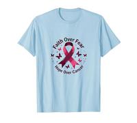 Cinta de concientización de fe sobre el Miedo Esperanza sobre el cáncer Camiseta, Hombre, Azul Bebé, 3XL