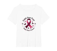 Cinta de concientización de fe sobre el Miedo Esperanza sobre el cáncer Camiseta, Mujer Tallas Grandes, Blanco, 6XL Grande