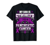 Cinta de concientización del Mes del cáncer de páncreas God Is Stronger Camiseta