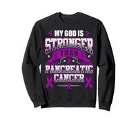Cinta de concientización del Mes del cáncer de páncreas God Is Stronger Sudadera
