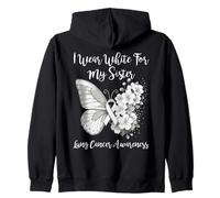 Cinta de concientización del Mes del cáncer de pulmón Wear White For Sister Sudadera con Capucha