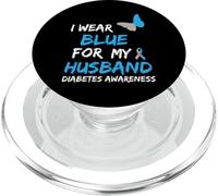 Cinta de concientización sobre la Diabetes I Wear Blue For My Husband PopSockets PopGrip para MagSafe