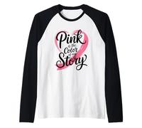 Cinta de corazón Rosa es el Color de mi Historia Camiseta Manga Raglan