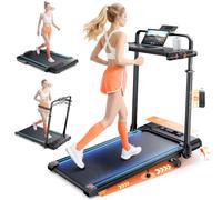 Cinta de Correr Plegable, 6 en 1 Cinta de Correr Ahorra Espacio, Velocidad 1-12 km/h con Inclinación del 12%, Motor 3,0 HP, Manillar Telescópico de 15 cm y Banda de Correr con Iluminación RG