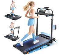 Cinta de Correr Plegable, 6 en 1 Cinta de Correr con Inclinación 3 Niveles(2%-7%-12%), Motor 3.0 HP, Velocidad 1-12 km/h, Manillar Extensible 15 cm, Cinta de Andar con Cinta RGB, App, Carga 150 kg