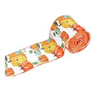 Cinta de cosecha para envolver regalos, cinta para manualidades, con calabaza amarilla, lazos para de arce, decoraciones para cajas de regalo de fiesta, bordes de alambre de otoño, de