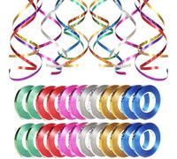 Cinta de curling, 24 rollos de cinta de regalo, 10 m x 5 mm, cintas de curling coloridas, cinta brillante de globo, cuerda de globo engarzado, globo curling, cinta para embalaje de regalo, decoración