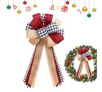 Cinta de de Navidad para el árbol de Navidad - Decoración tradicional a cuadros reutilizable, cintas y lazos de Navidad - para la familia, amigos, , árboles de Navidad, manualidades