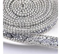 Cinta de Diamantes Cadena de diamantes imitación for planchar, cinta cristal Hotfix, adorno diamante, bricolaje, vestido boda, zapatos, accesorios ropa, 2 yardas/lote(Silver color)