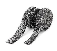 Cinta de diamantes con tiras de pedrería, Cintas de diamantes multicolor 15-30 mm for coser y decorar(Silver Black,15mm - 1yard)