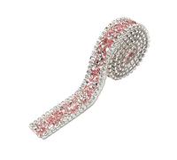 Cinta de diamantes de imitación, 1 yarda, 15 mm, cinta de diamantes de imitación, cinta de calefacción de prensa caliente para manualidades, suministros de boda (rosa)