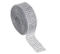 Cinta de Diamantes de Imitación, 6 Filas 9m Acrílica Cintas de Diamantes de Imitación Huecas para Decoraciones de Cumpleaños y Bodas, Volantes de Pastel de Navidad, Decorativas Artesanal, Plateado