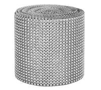 Cinta de diamantes de imitación, 9 m, 24 filas, galvanoplastia, tiras de diamantes de imitación, malla, decoración de ropa de boda(Plata)