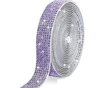 Cinta de diamantes de imitación Cinta autoadhesiva de 1 yarda (90 cm), multicolor, varios tamaños for manualidades DIY(Purple,10 Row (22mm))