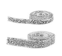 Cinta de Diamantes de Imitación de Cristal,2 Rollos Cintas Brillantes Envolver Cinturón Bandas Autoadhesivo Pegatinas de Diamantes Brillantes Rollo de Cinturón,para Decoración,2 sizes Plata