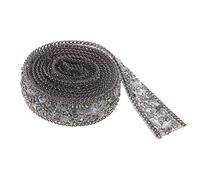 Cinta de diamantes de imitación de cristal de 20 mm para manualidades de costura para bolsa de vestir, color gris