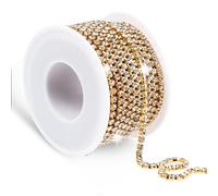 Cinta de Diamantes de Imitación Oro Cinta Brillante de 9M Decoración de Diamantes de Imitación para Manualidades de Costura Ropa Joyería de Costura DIY de 3mm